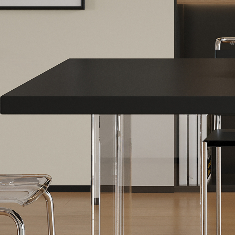Minimalist Rectangular Dining Table Set with Two-sided Pedestal and Fixed Table, Featuring Back Chairs in Midnight Black - image 7
