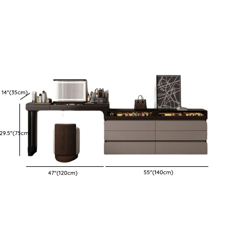 Space-saving Vanity Set with 7/11 Drawers, Lighting, Dividers, 2-in-1 Design, and Adjustable Touch Brightness - image 11