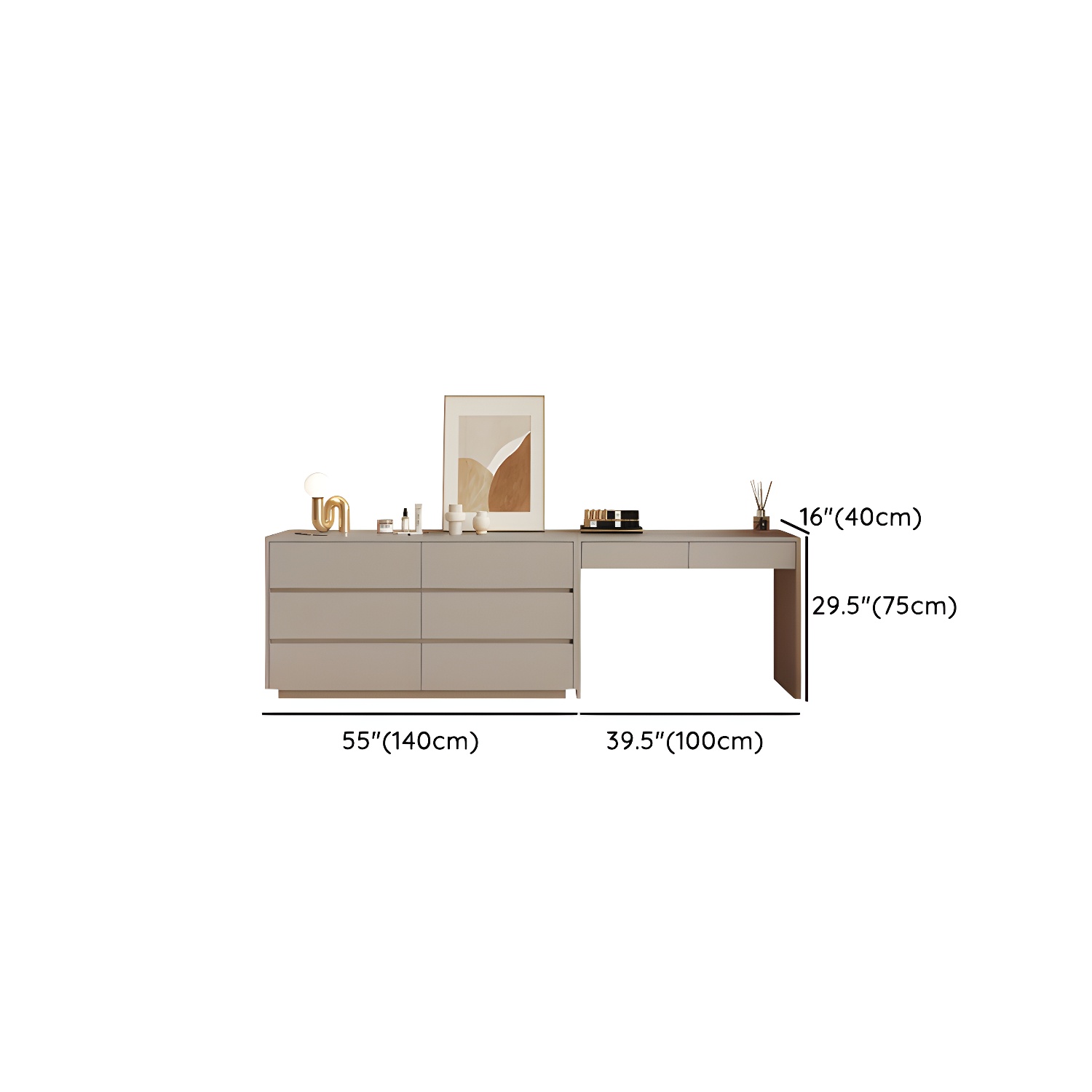 Modern Wood Vanity with Drawers, Large Size, Soft Close Glides, 40cm Width, 75cm Height - image 21