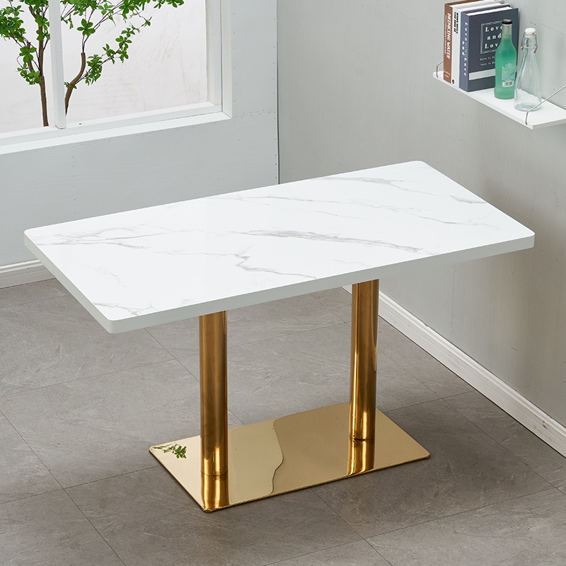Art Deco Rectangular Dining Table with Lumber Top, Fixed Table Mechanism in Ink/White/Sepia - image 3