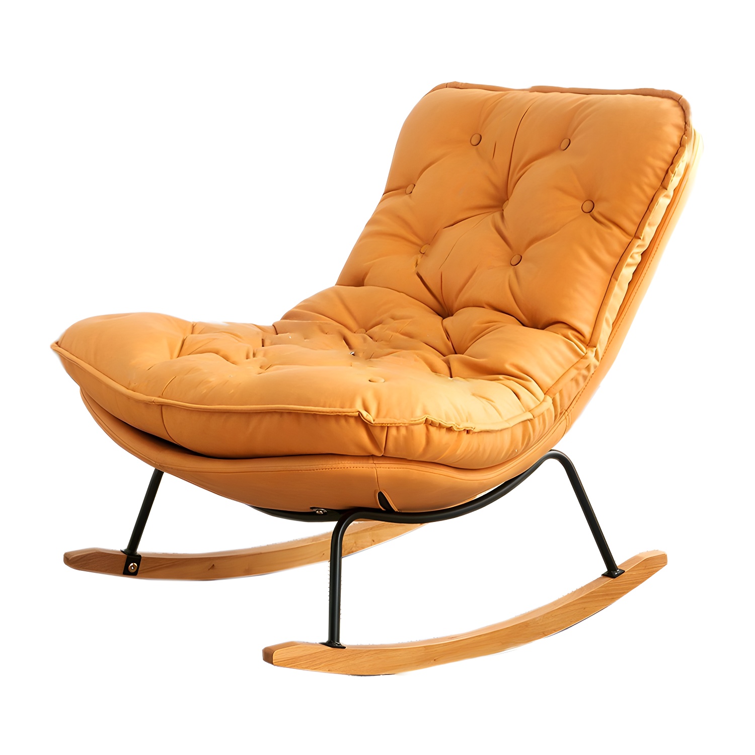 Stylish Modern Metal Rocking Chair with Tufted Upholstery and Stain-Resistant, Removable Cushions - image 5