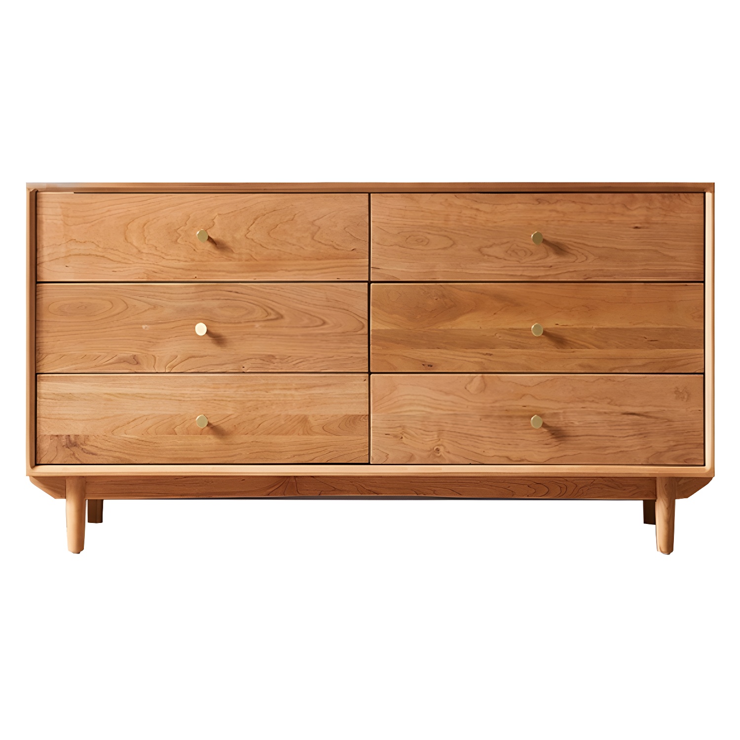 Modern Brown Wood Dresser with Drawers and Gold Metal Handles - image 5