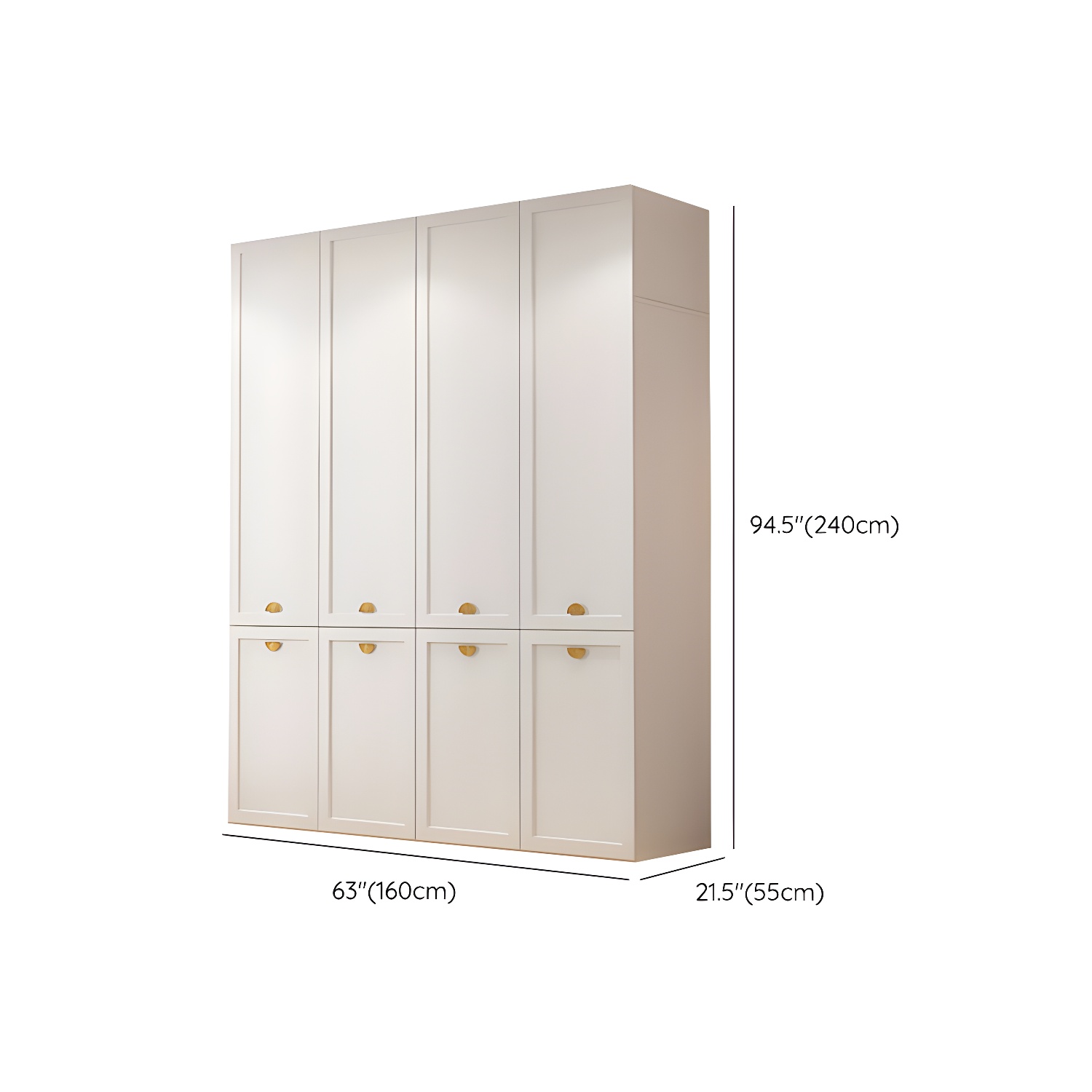 Modern Solid Color Shelves Hinged Doors Cloth Rod Included Cabinet in Beige - image 29