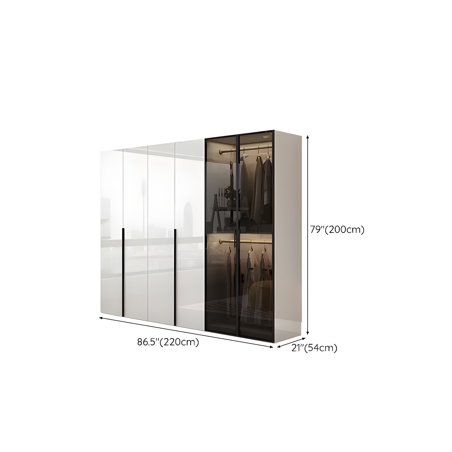 Sleek White Wood Wardrobe Armoire with Soft Close Drawers and Shelves - image 15