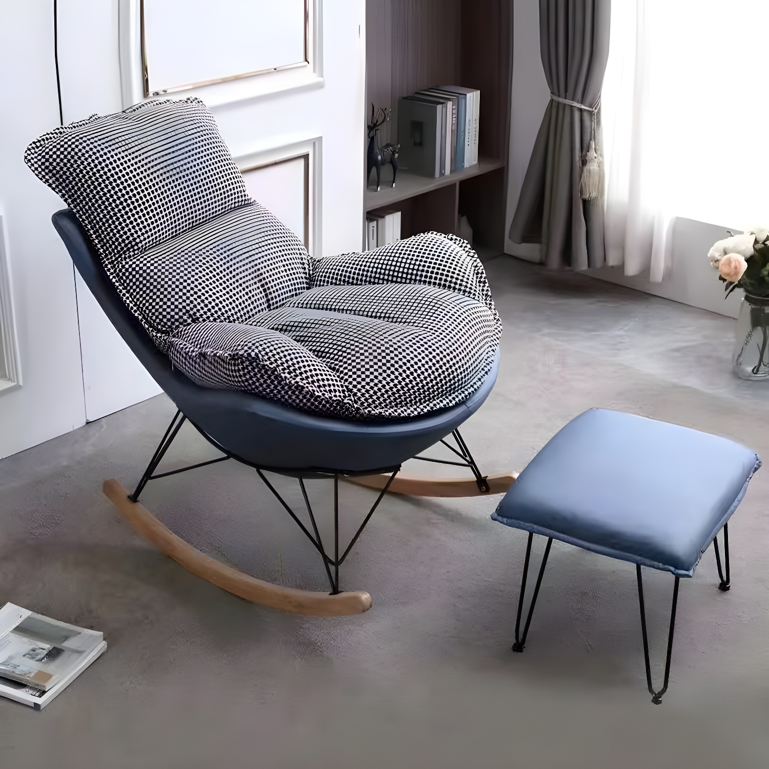 Upholstered Rocker Chair Living Room Rocking Chair with Padded Seat