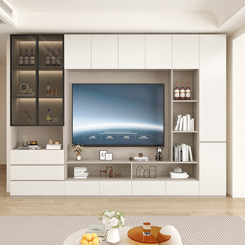 Rectangular Entertainment Center with Hutch, 2 Bookcases, Bridge, and Hutch Included