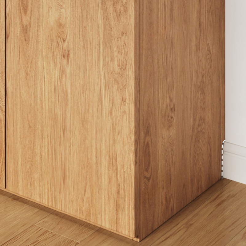 Wood Grain Minimalist Laminate Independent Wardrobe Closet with Soft Close Door, Interior Shelves, and Clothing Rod - image 9