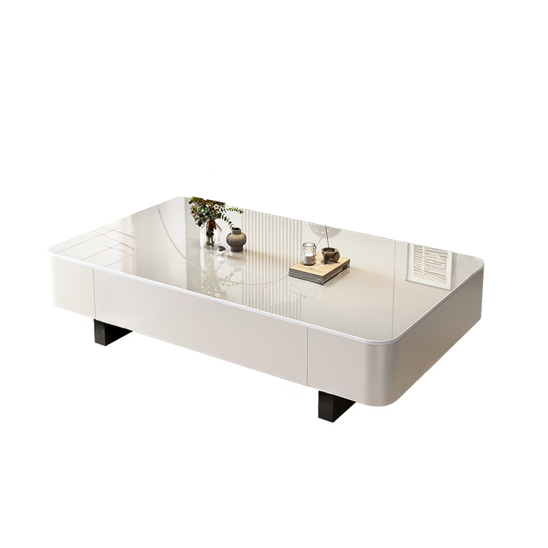 Rectangular Side Table with Twin Support Base, Rawhide Upholstery, and 2 Drawers - image 7