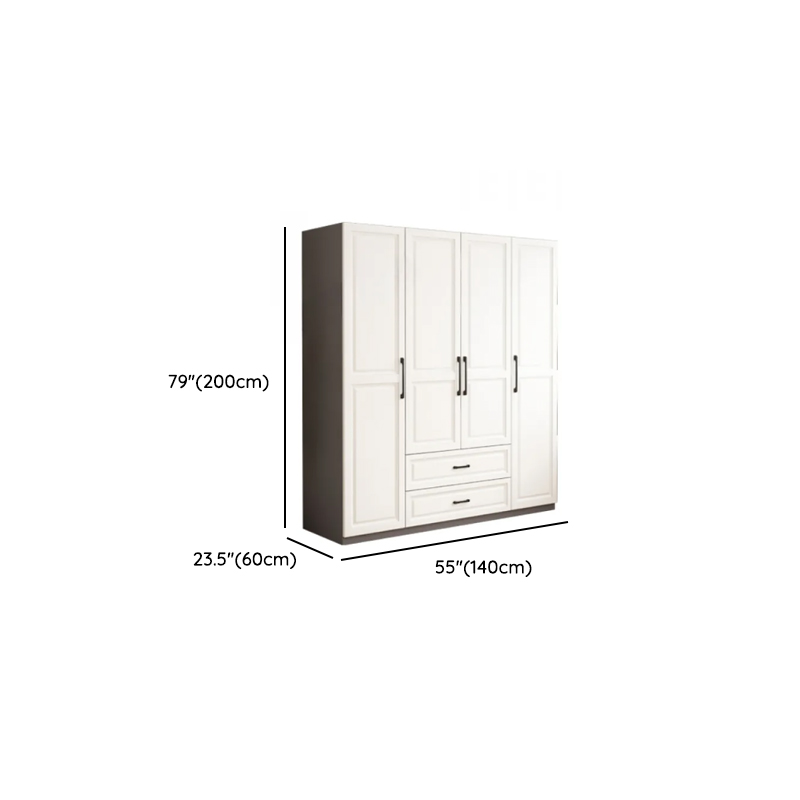Chalk Minimalist Manufactured Wood Cabinet Armoire with 2-Drawer, Soft Close Door, Interior Shelves, and Clothing Rod - image 8
