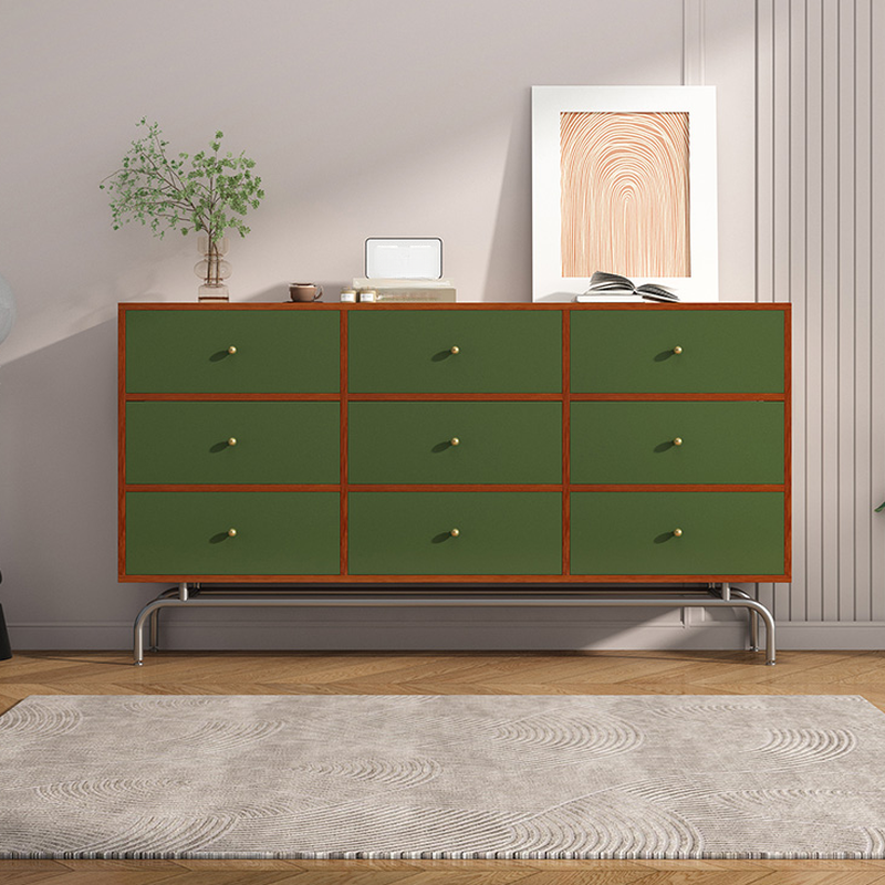 Cocoa Simple Manufactured Wood Console Dresser with 6 or 9 Drawers in Horizontal or Vertical Orientation