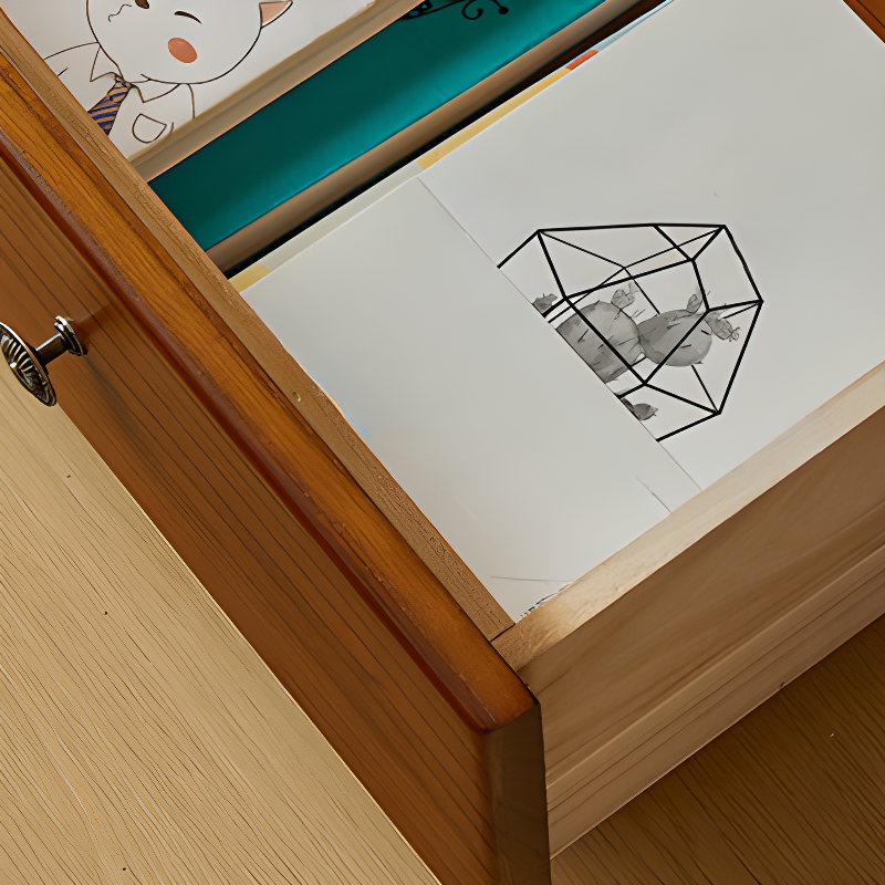 Modish Timber Console Dresser with 3/4/5 Drawers, Hutch Cabinets, and 2 Interior Shelves in Vertical Orientation - image 10