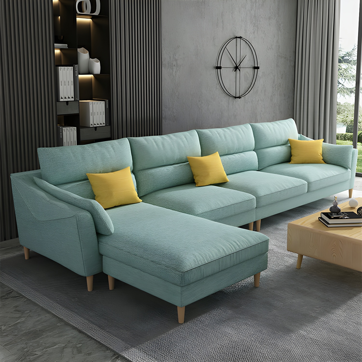 Scandinavian Wood Frame Straight Modular Sofa with Slipcover and Ottoman in 3 Piece Set - image 12