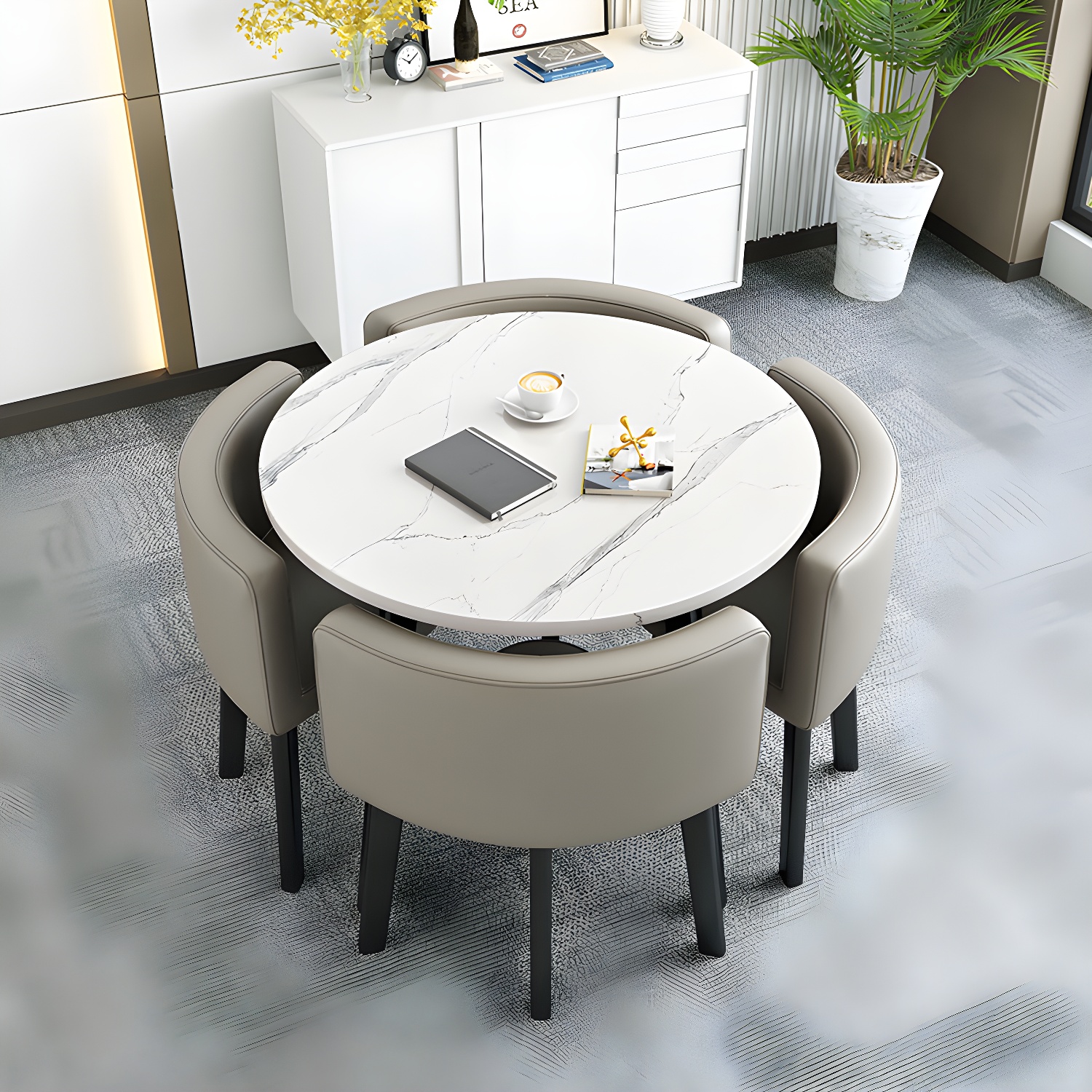Modern Wood Dining Table Set 5 Pieces Dining Set for Home Use - image 17