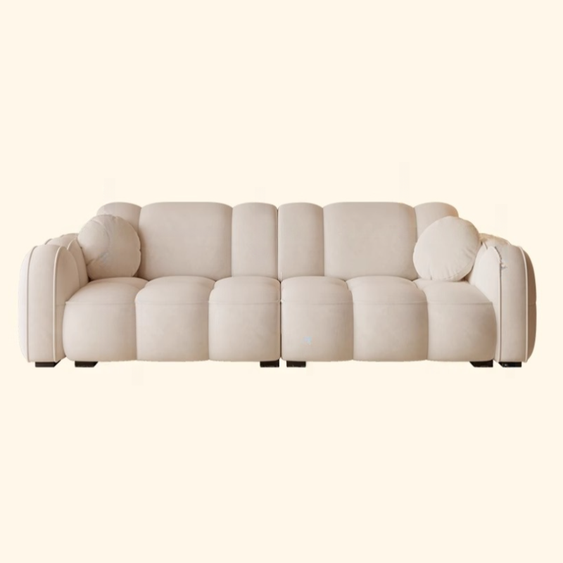 Minimalist Solid Color Standard Sofa Stain Resistant/Water Resistant Dove Grey/Auburn/Amber Color with 2 Pillows & Arm for 4-seater/Seats 3 - image 13