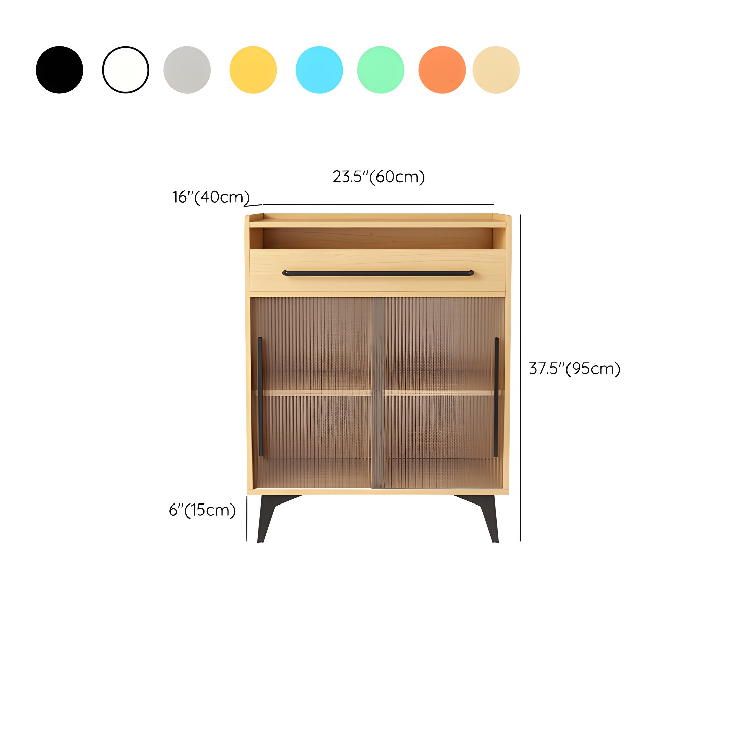 Scandinavian Wood Sideboard Credenza with Acrylic Doors and Drawers - image 16