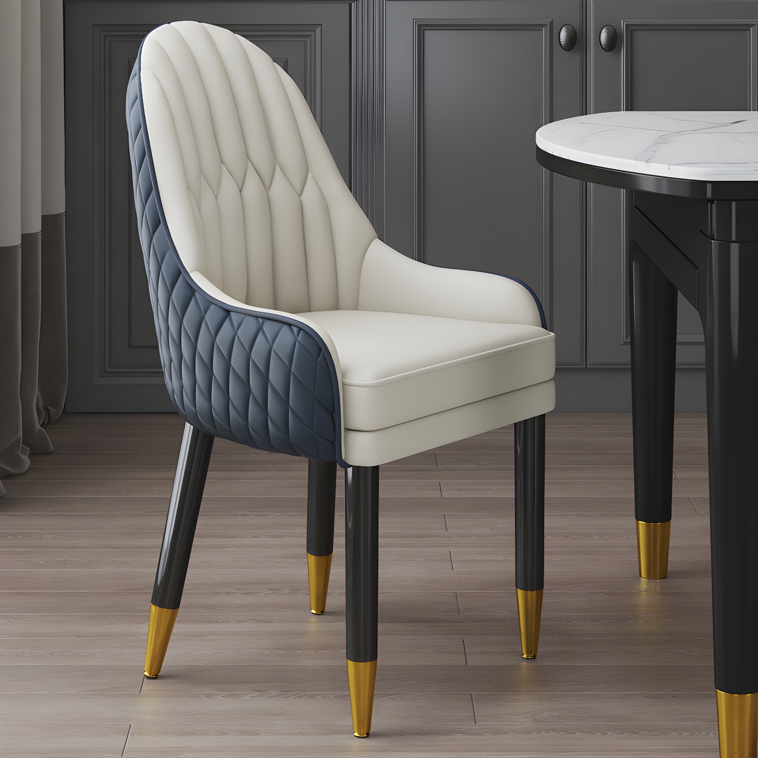 Scandinavian Indoor Arm Chair Upholstered Parsons Back Wood Dining Room Chair - image 4