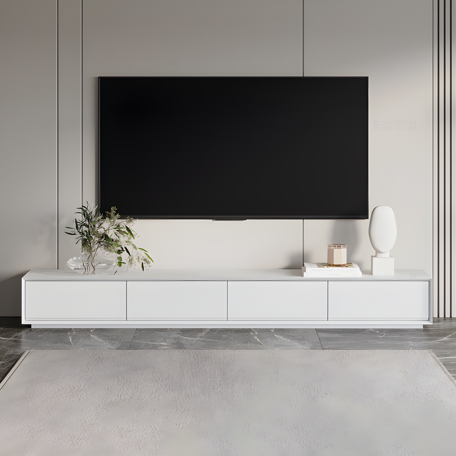 White Wood TV Stand Modernism TV Stand With Drawers for living Room - image 4