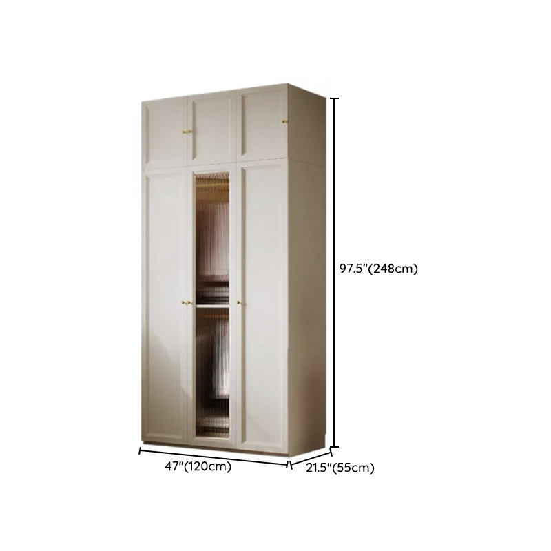 Chalk Modish Self-supporting Cabinet Armoire with Soft Close Drawer, Soft Close Door, and Hinged Hanging Rod - image 20