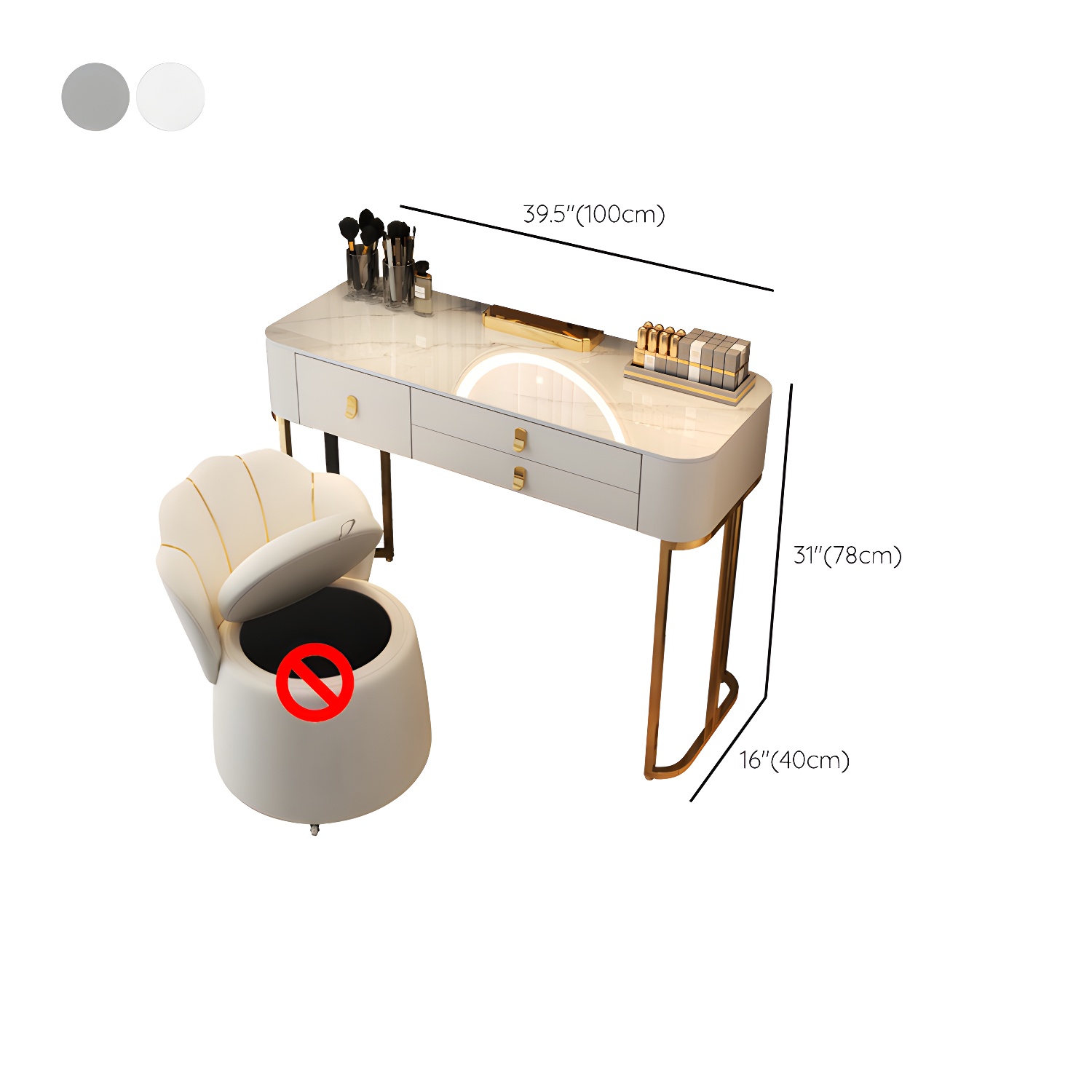 Luxurious Vanity Dressing Table Solid Wood Vanity Set with Stool and Mirror - image 24