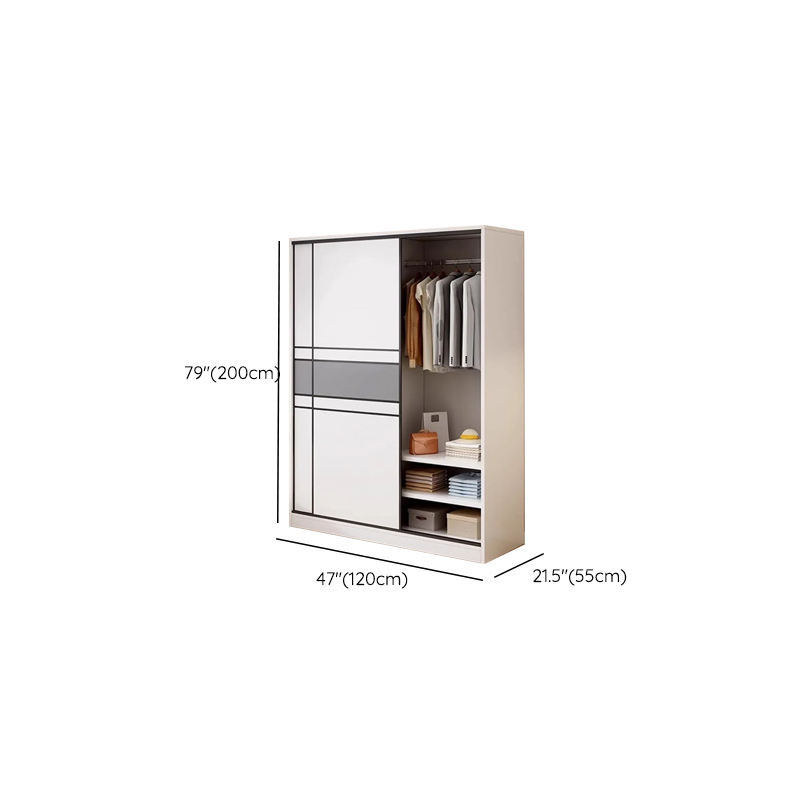 White Minimalist Manufactured Wood Independent Wardrobe Closet with Soft Close Door, Interior Shelves, and Clothing Rod - image 6