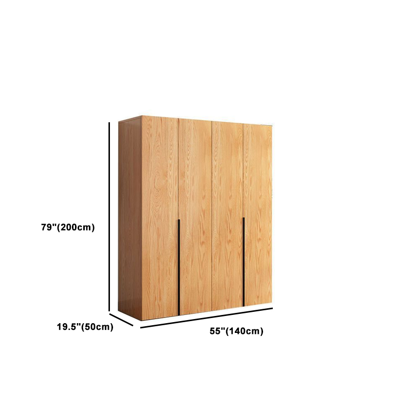 Natural Wood Freestanding Wardrobe Closet with Natural Doors - image 12