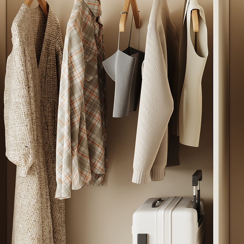 White Minimalist Manufactured Wood Independent Wardrobe Closet with Soft Close Drawer, Soft Close Door, and Interior Shelves - image 8