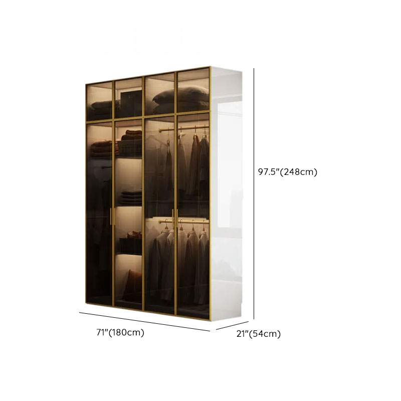 White Trendy Reclaimed Wood Almirah with Soft Close Drawer, Interior Shelves, and Hanging Rod - image 25