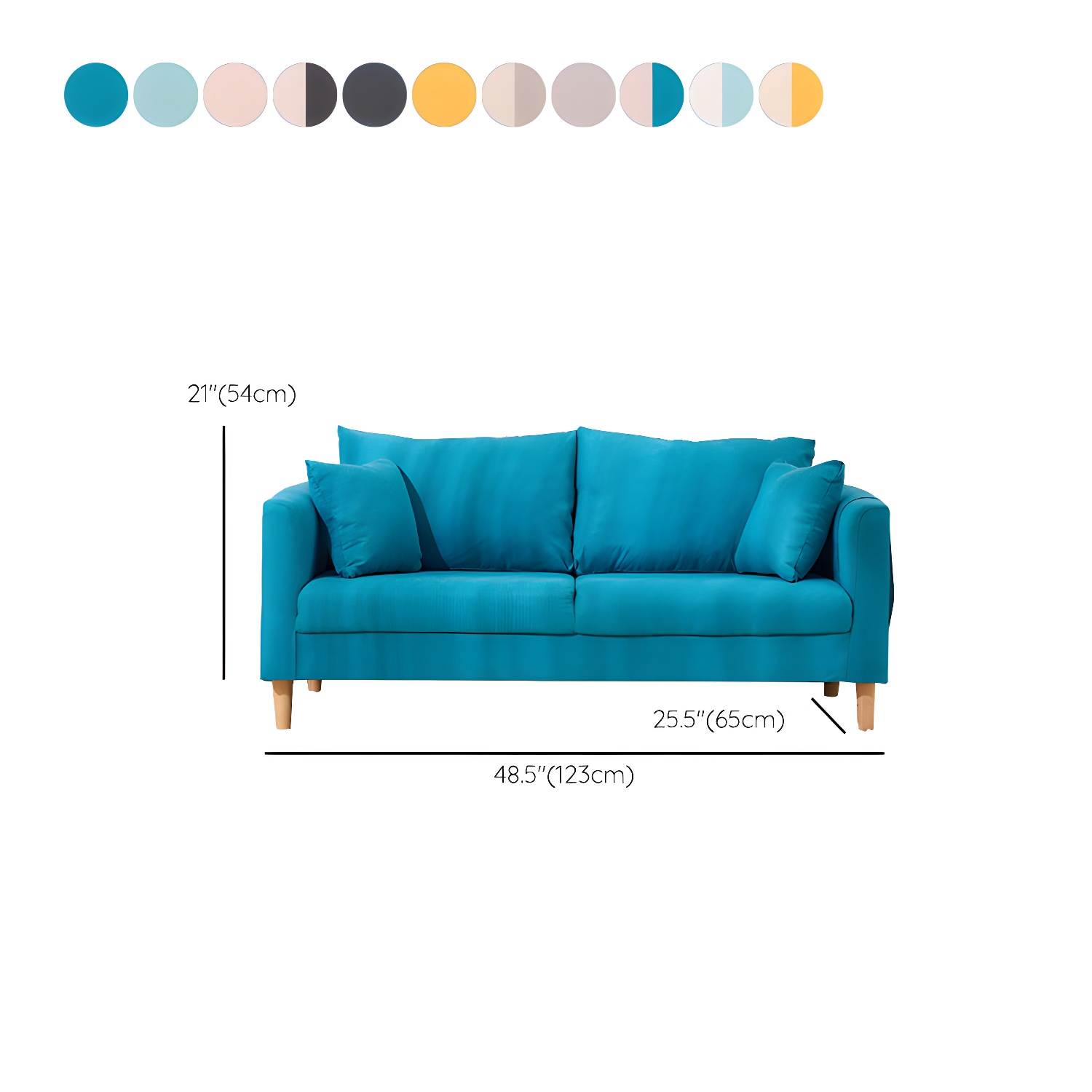 21.25" High Sofa with 2 Pillows Velvet Tuxedo Arm Sofa with Storage - image 22