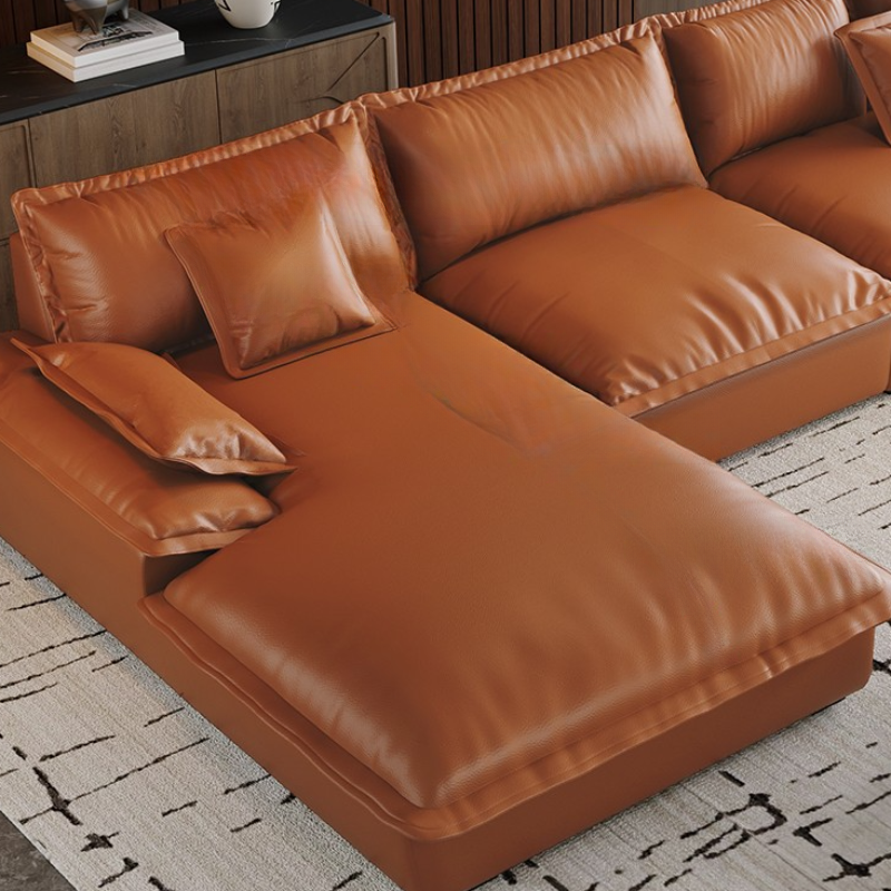 L-Shape Sofa Chaise with Dark/Cream/Cocoa Upholstery and Cotton Seat Fill - image 8