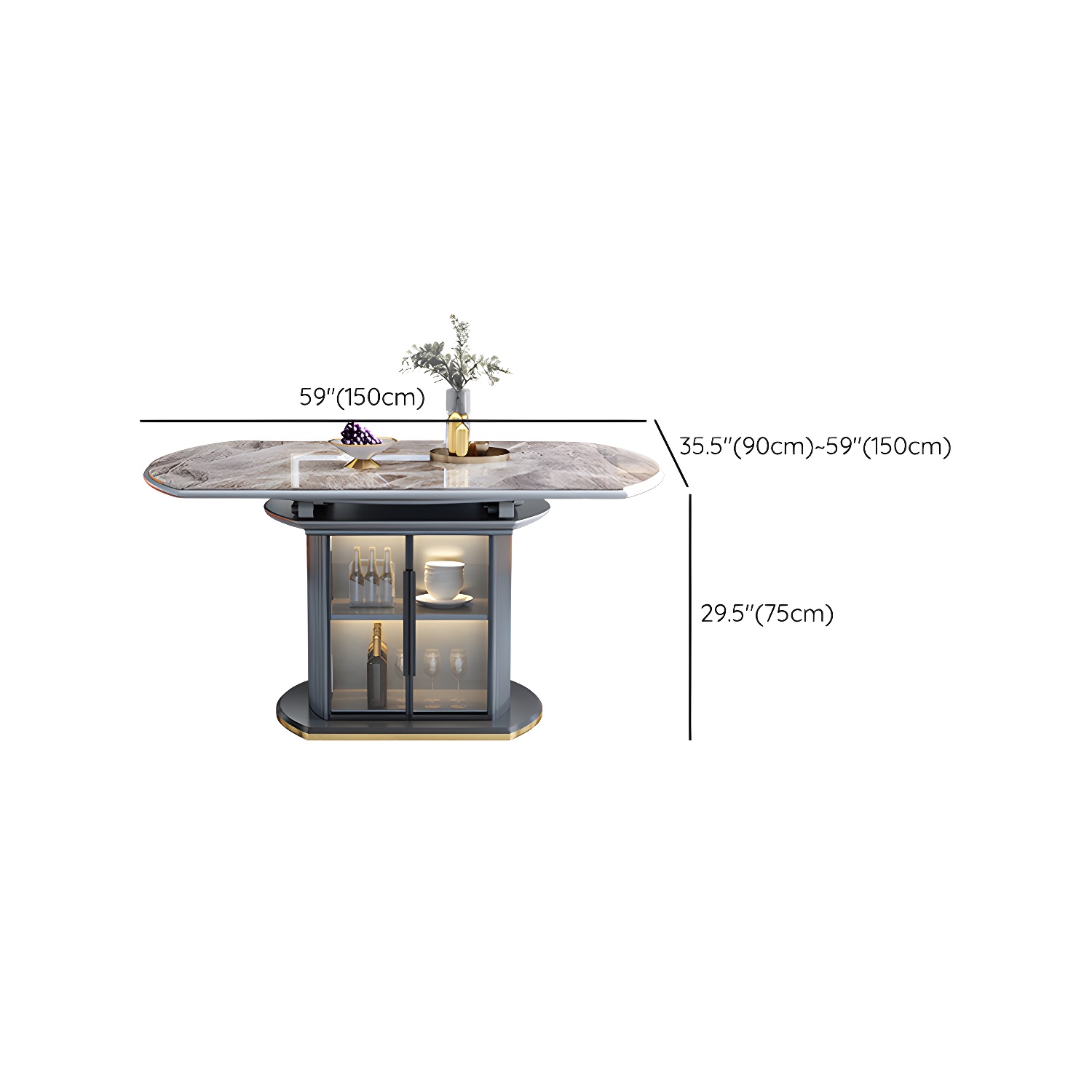 Modern Style Stone Furniture 1/5/7/9/11 Pcs Round Shape Dinette Table with Dining Chair - image 14
