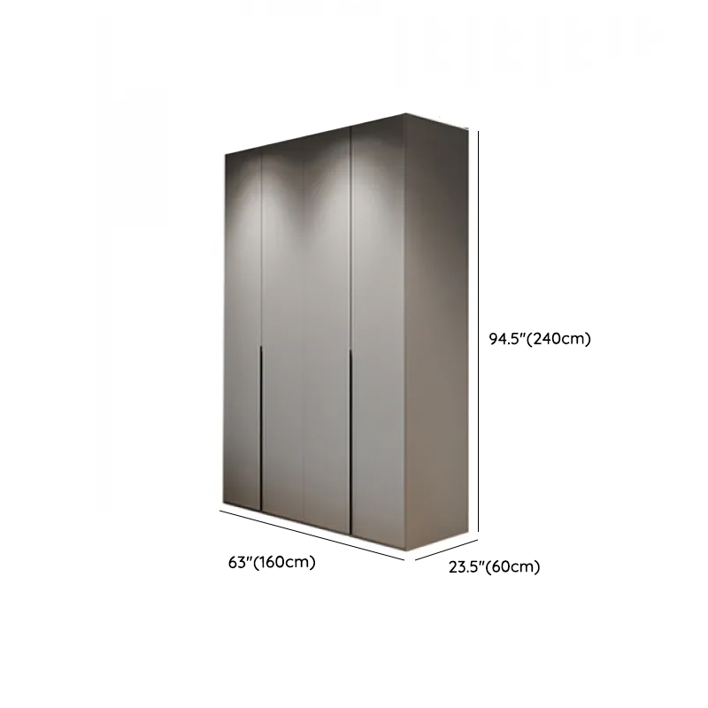 Dove Grey Minimalist Manufactured Wood Wardrobe Closet with Compartments, Soft Close Door, Interior Shelves, and Clothing Rod - image 14