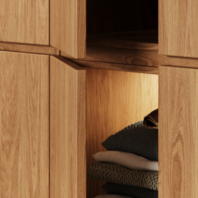 Wood Grain Minimalist Wooden Wardrobe Closet with Soft Close Drawer, Soft Close Door, Interior Shelves, and Clothing Rod - image 5