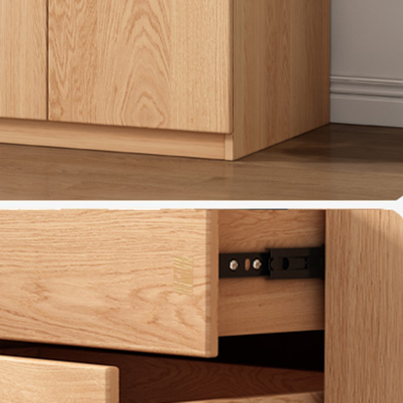 Stylish Natural Wood Wardrobe Armoire with Drawers and Silent Buffer Door Hinge - image 6