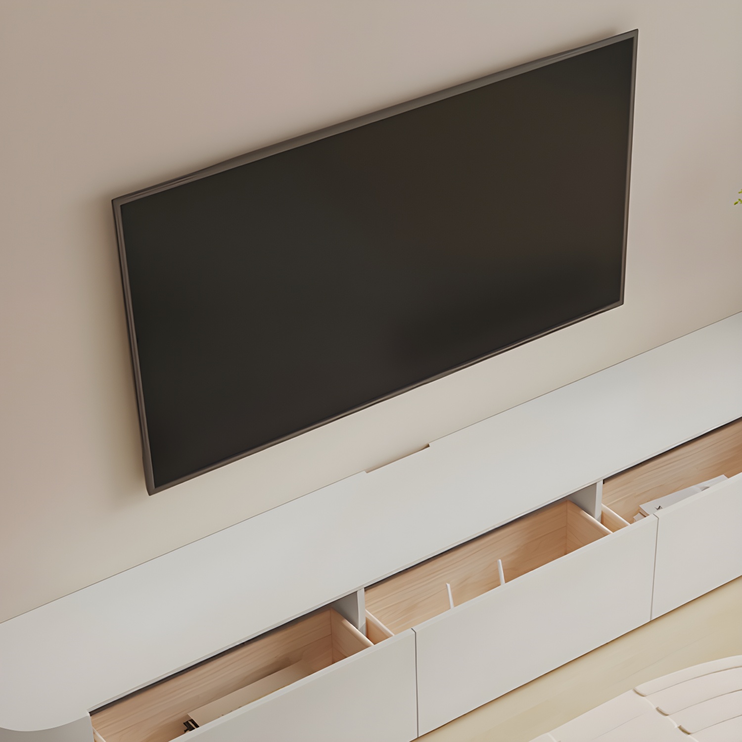 Modern Wood TV Stand Console White TV Media Stand with Drawers for Living Room - image 6