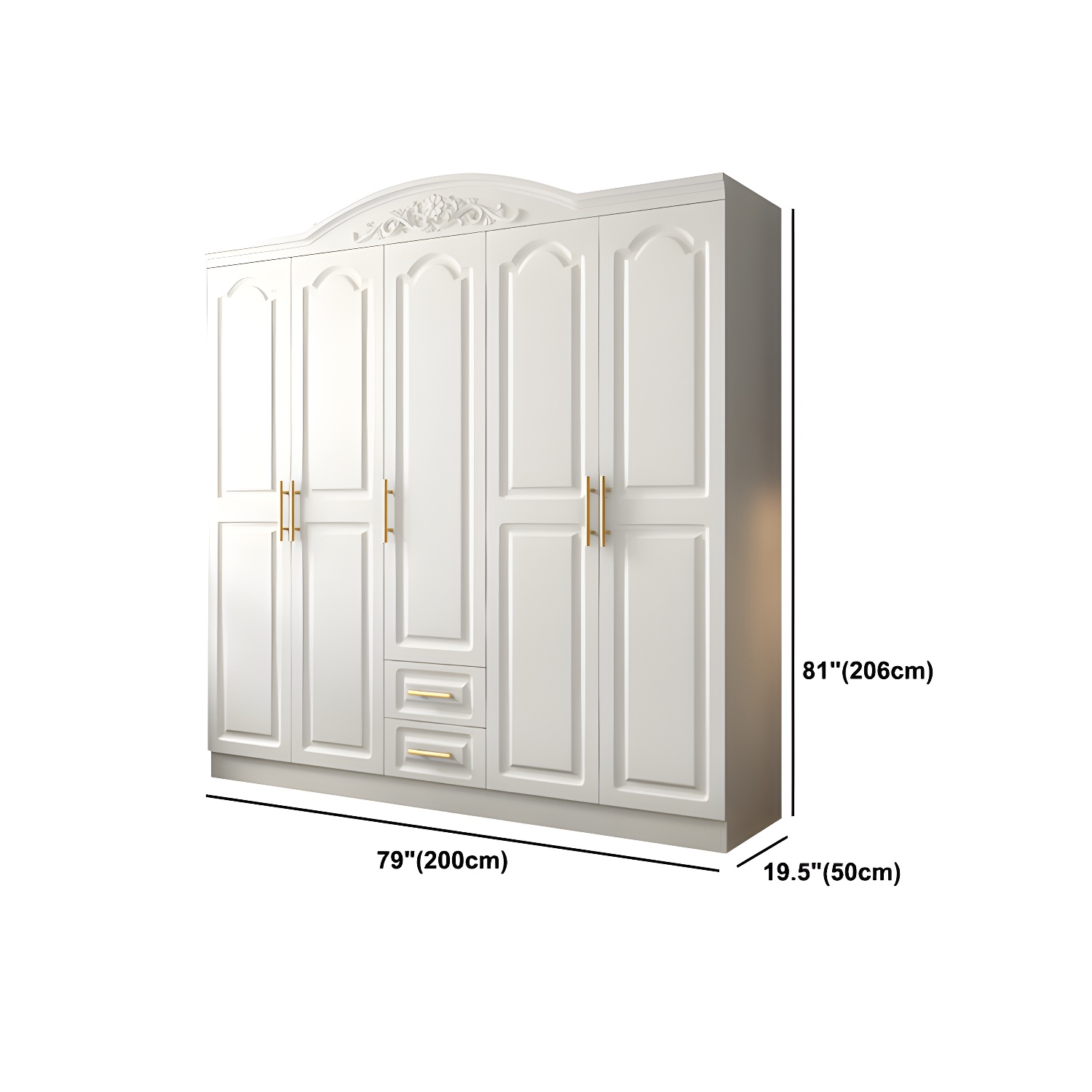 French Country Wardrobe White Colour Wooden Wardrobe Closet With 2 Drawers - image 15