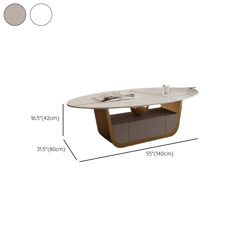 Glamorous Oblong Stone Coffee Table with Abstract Base, Scratch-proof and Drawer for Small Spaces - image 17