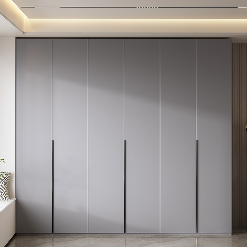 Light Gray Modern Manufactured Wood Wardrobe with Soft Close Drawer, Soft Close Door, Interior Shelves, and Hanging Rod