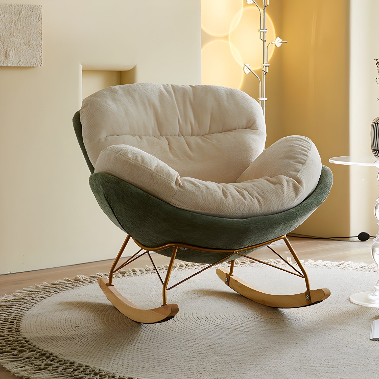 Scandinavia Rocking Accent Chair with Removable Cushions in Solid Wood - image 8