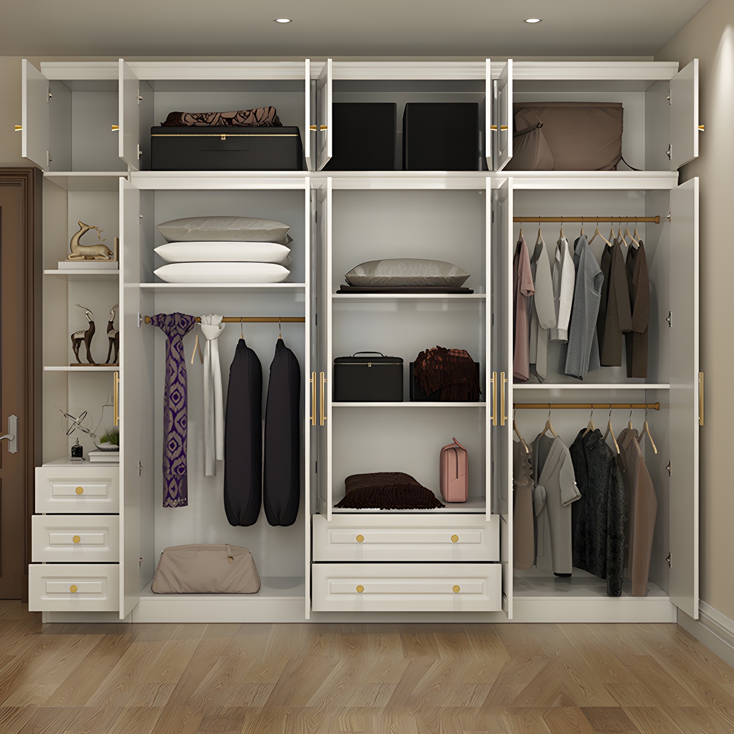 Modern Style Wooden Wardrobe White Colour Soft Close Drawer Wardrobe Closet - image 7