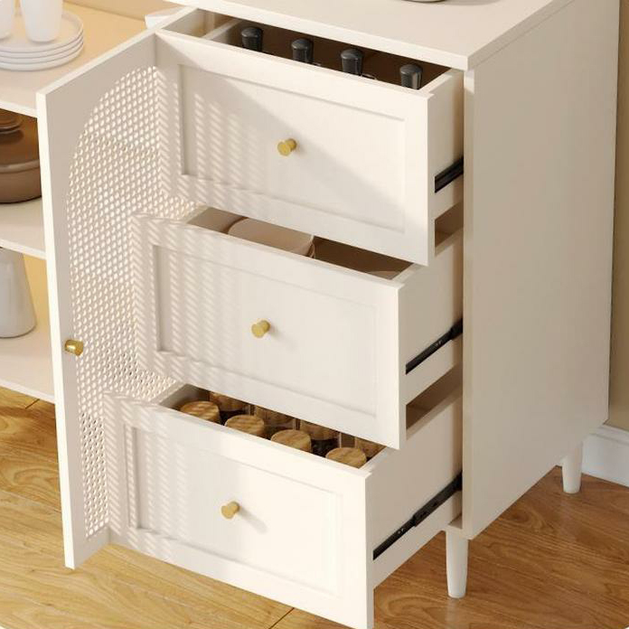 White Modern Sideboard Credenza with Cabinets and Reserve Installation Holes, Full Assembly Required - image 13