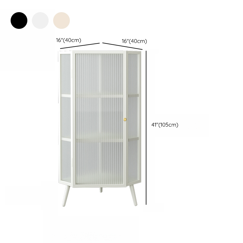 Contemporary Corner Utility Cabinet with 1 Cabinet, Iron Countertop, Glass Door, Pull Knobs, and Black/White/Off White Top - image 11
