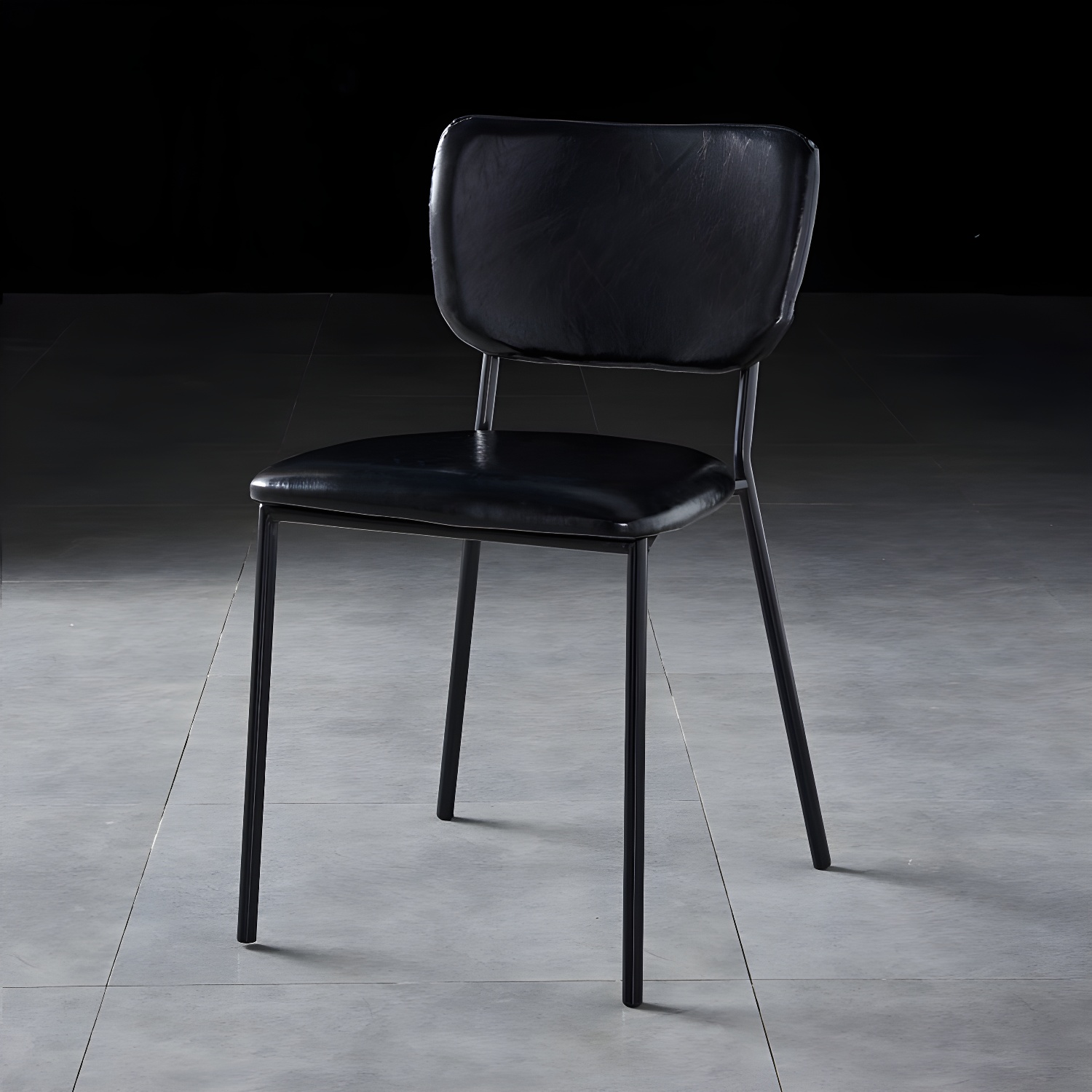 Nordic Style Dining Chairs Armless Open Back Stackable Chairs with Metal Legs