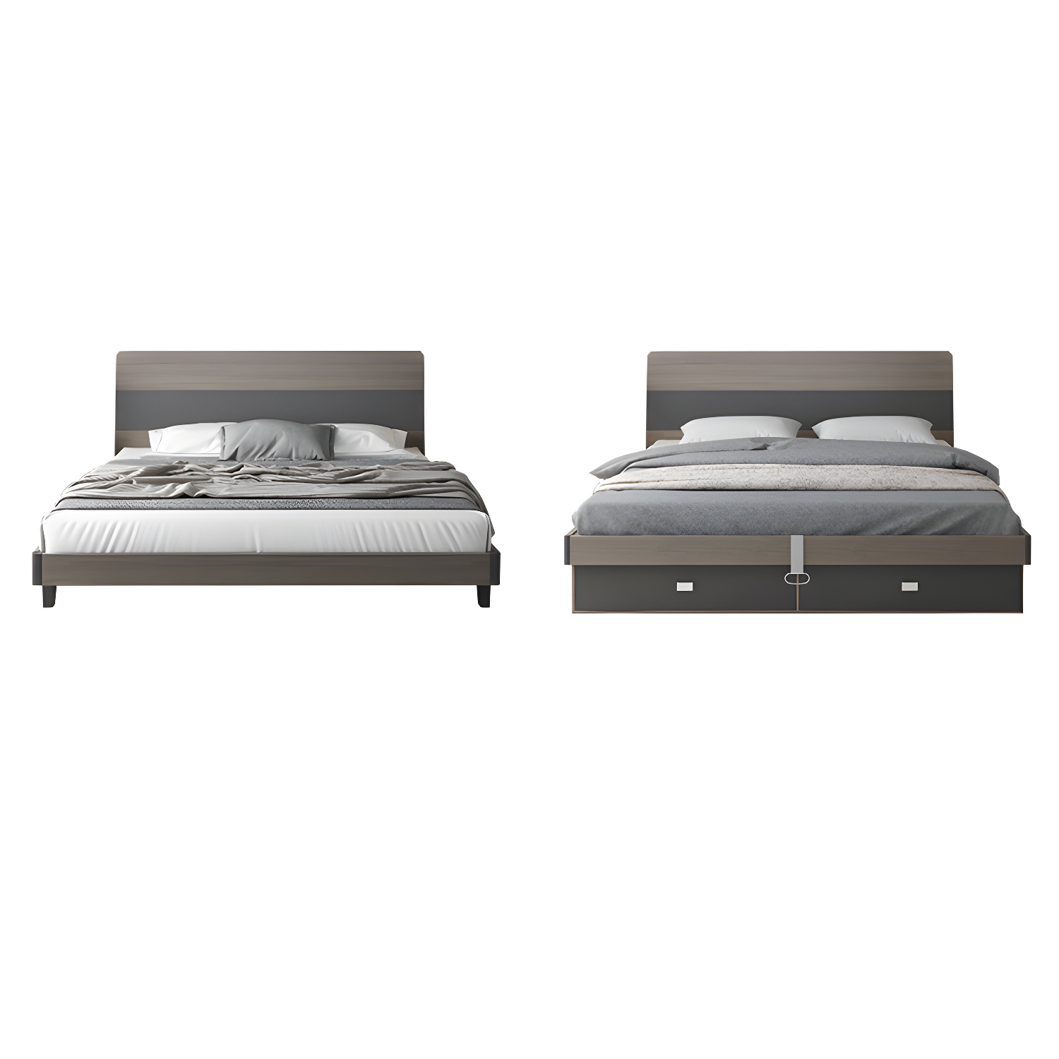 Modern Style Wood Bed with Headboard Low Profile Standard Bed - image 11