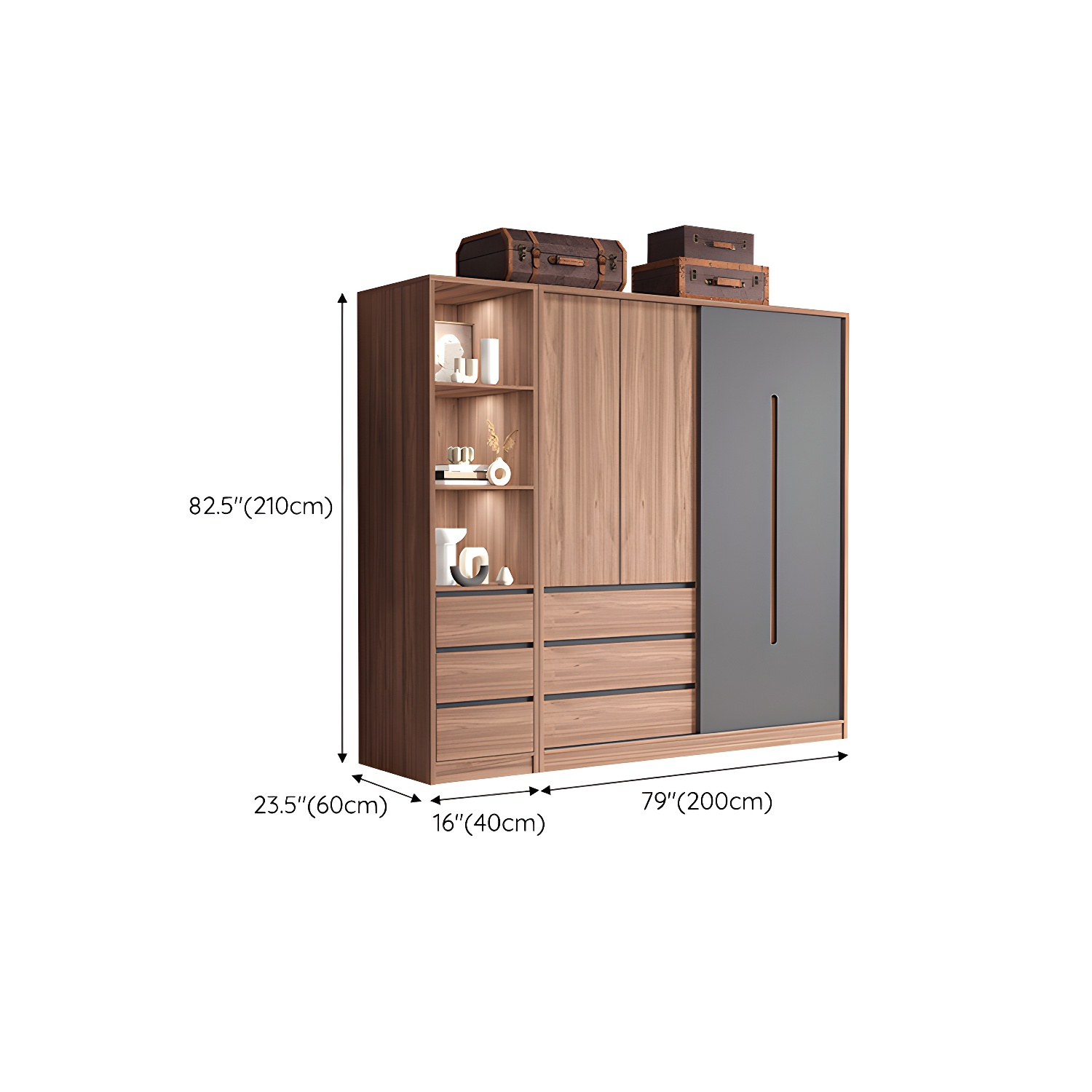 Contemporary Sliding Door Storage Cabinet Bedroom Cabinet with Drawers - image 22