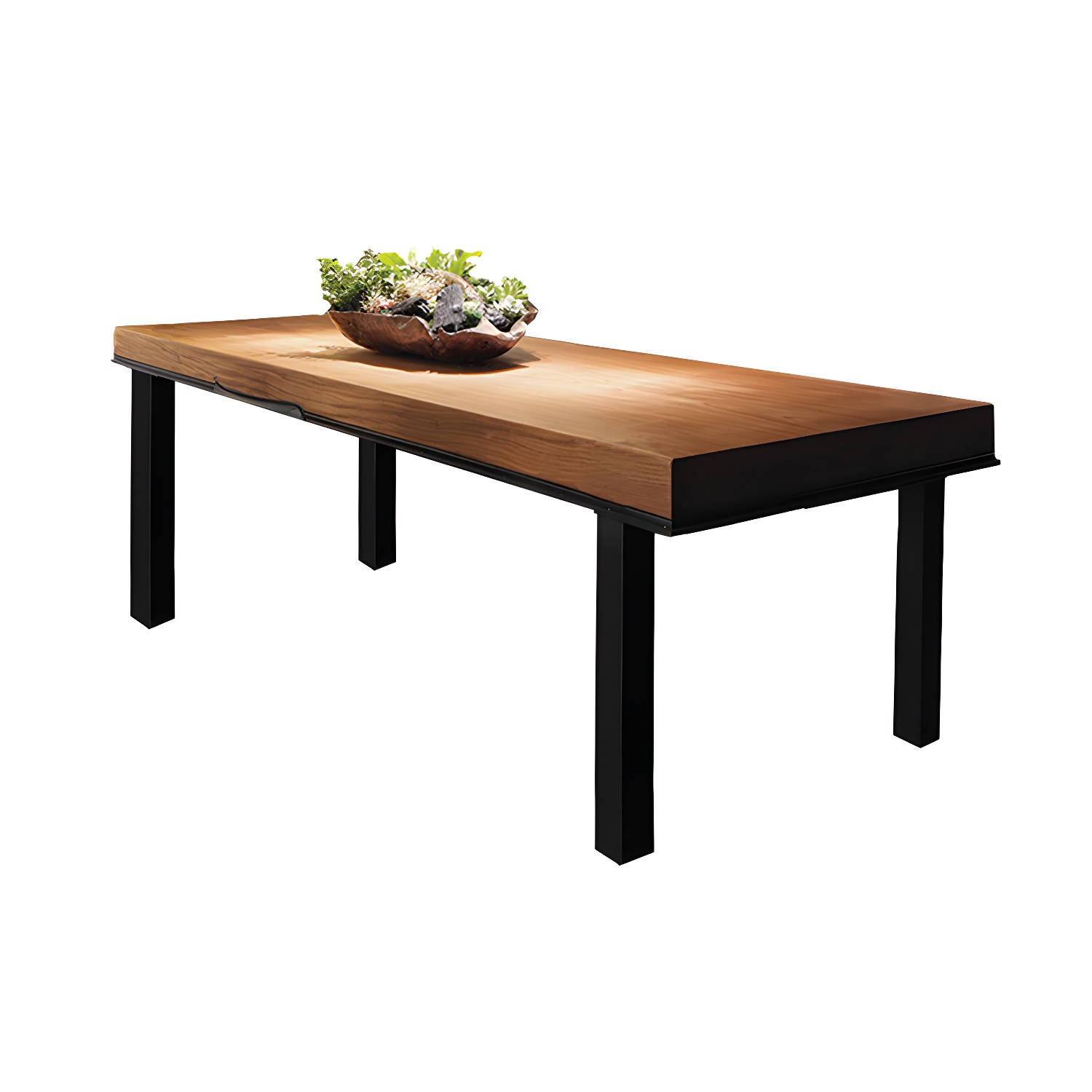 Industrial Rectangle Dining Table Pine Solid Wood Table with 4 Black Metal Legs - image 5