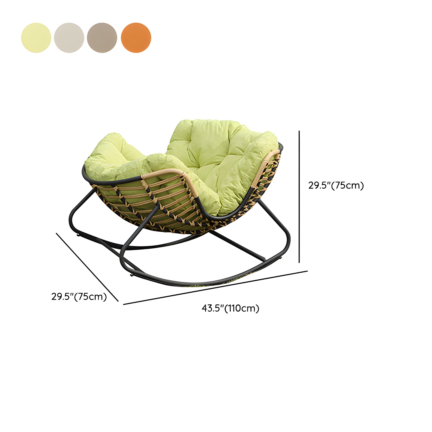 Modern Metal Upholstered Rocking Chair with Removable Back Cushion - Perfect Addition to Your Porch - image 14