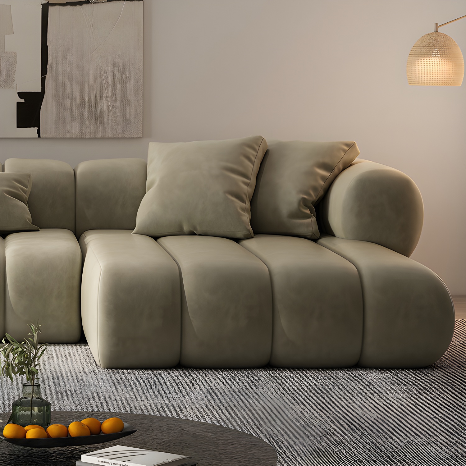 Scandinavian Green Sofa with Tuxedo Arm and Sewn Pillow Back - image 13