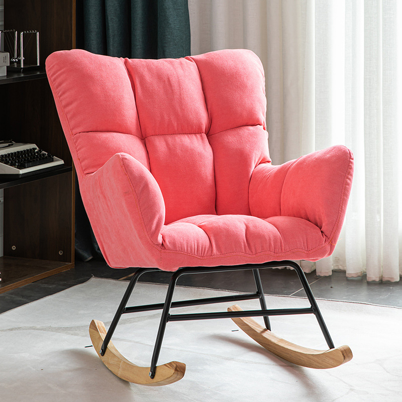 Modern Upholstered Rocking Chair with Tufted Seat - Natural Wood Legs for Stylish Home Decor - image 11