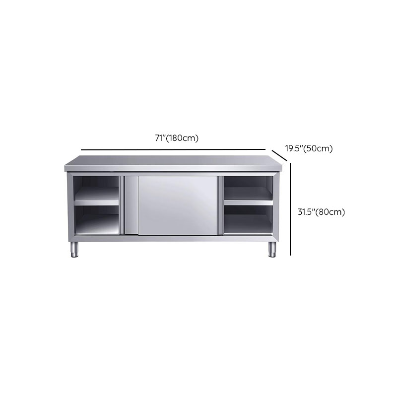 Silver Scullery Sink Cabinet with Reflecting Stainless Alloy Countertop, Self-supporting and Culinary Equipment Storage - image 18