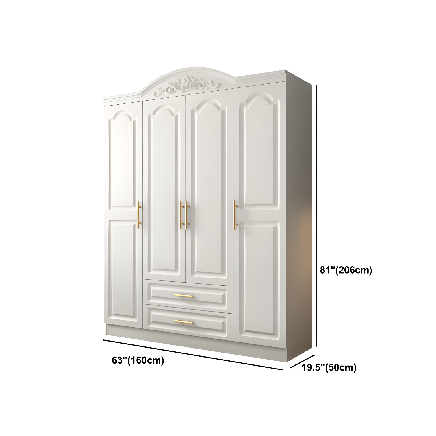 French Country Wardrobe White Colour Wooden Wardrobe Closet With 2 Drawers - image 14